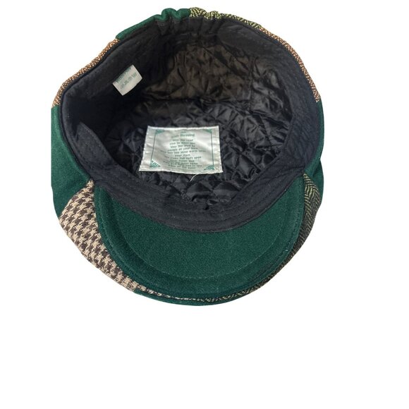 Ireland Patchwork Newsboy Cap With Snap Button Brim & Embroidered Shamrock Detai - Picture 6 of 6